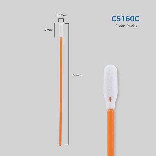 Cleanroom Foam Cleaning Swab 6.3" Long Rectangular Sponge Sticks (No. C5160C, 1,000 pcs,Orange)