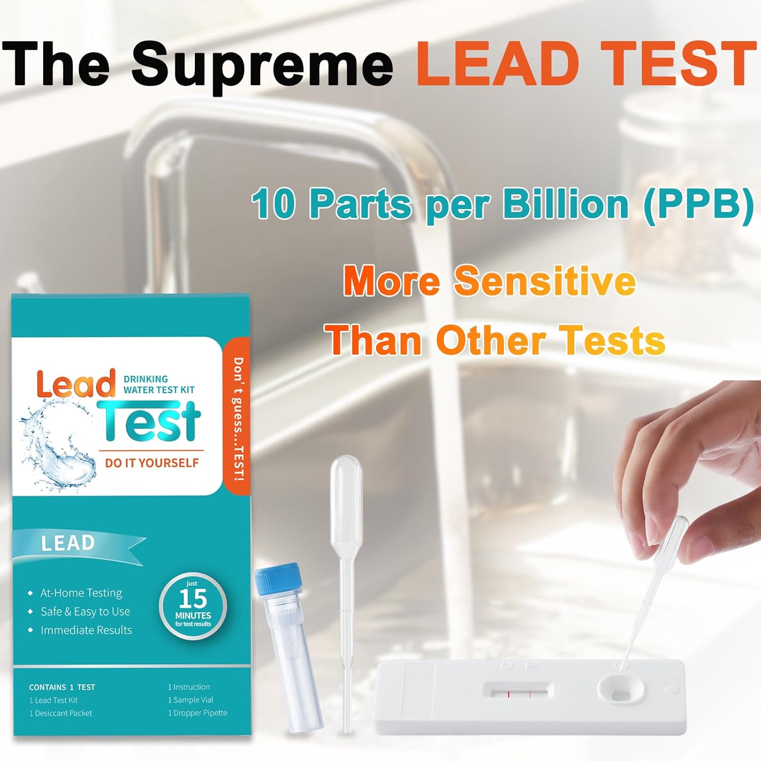 AAWipes Lead Water Testing Kit (2-Pack) – Rapid 15 Minutes Results Home Lead Tester for City Water & Well & Drinking Water | Convenient DIY Testing, Quick Results (K04-20)