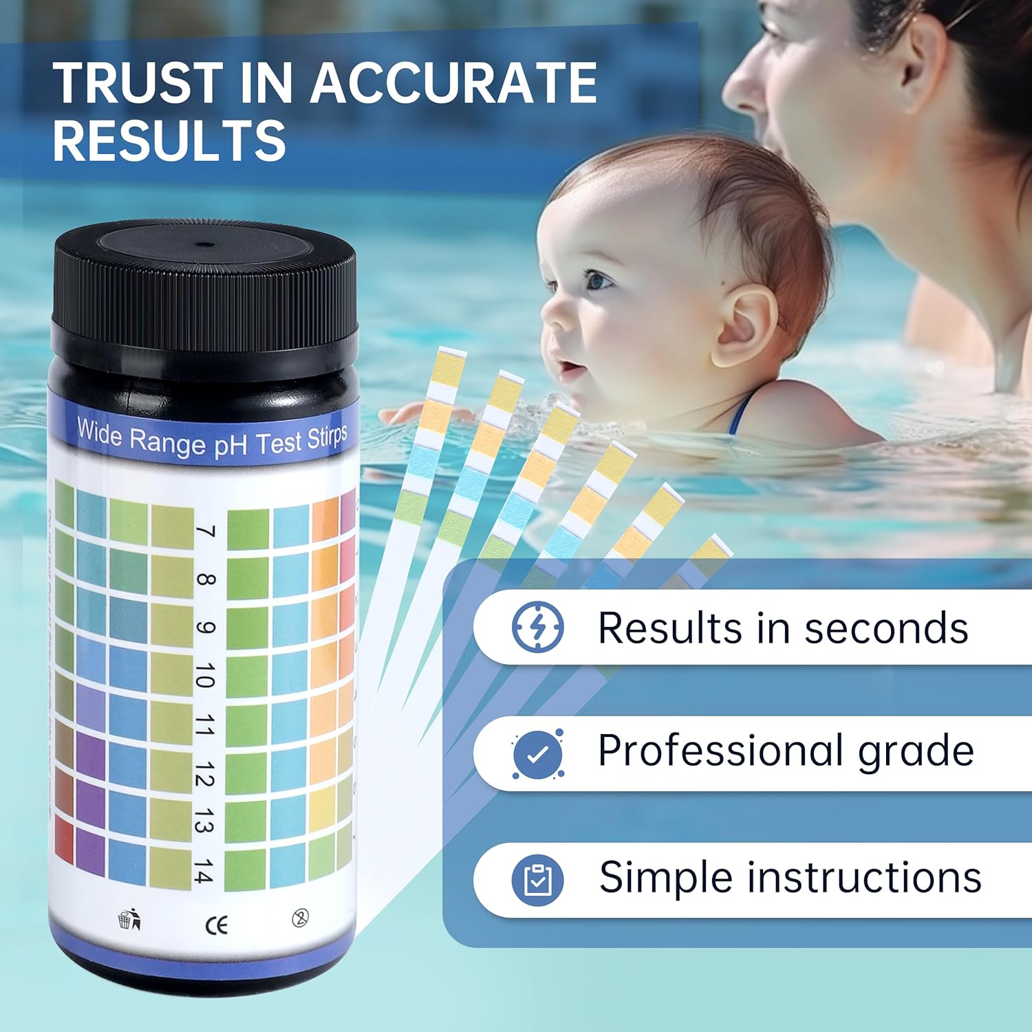 AAwipes pH Test Strips 0-14: 100 Strips Universal Litmus Paper pH Test Strips for Liquid Testing & Water & Food and Urine and Saliva, pH Level Testing from 0-14 Fast Results in Seconds (K05-1000)