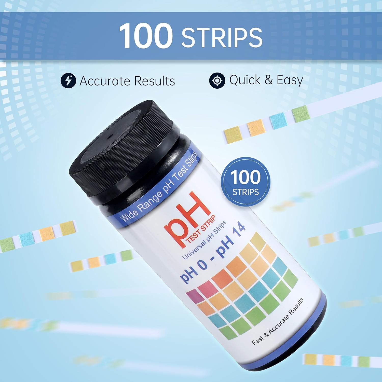 AAwipes pH Test Strips 0-14: 100 Strips Universal Litmus Paper pH Test Strips for Liquid Testing & Water & Food and Urine and Saliva, pH Level Testing from 0-14 Fast Results in Seconds (K05-1000)