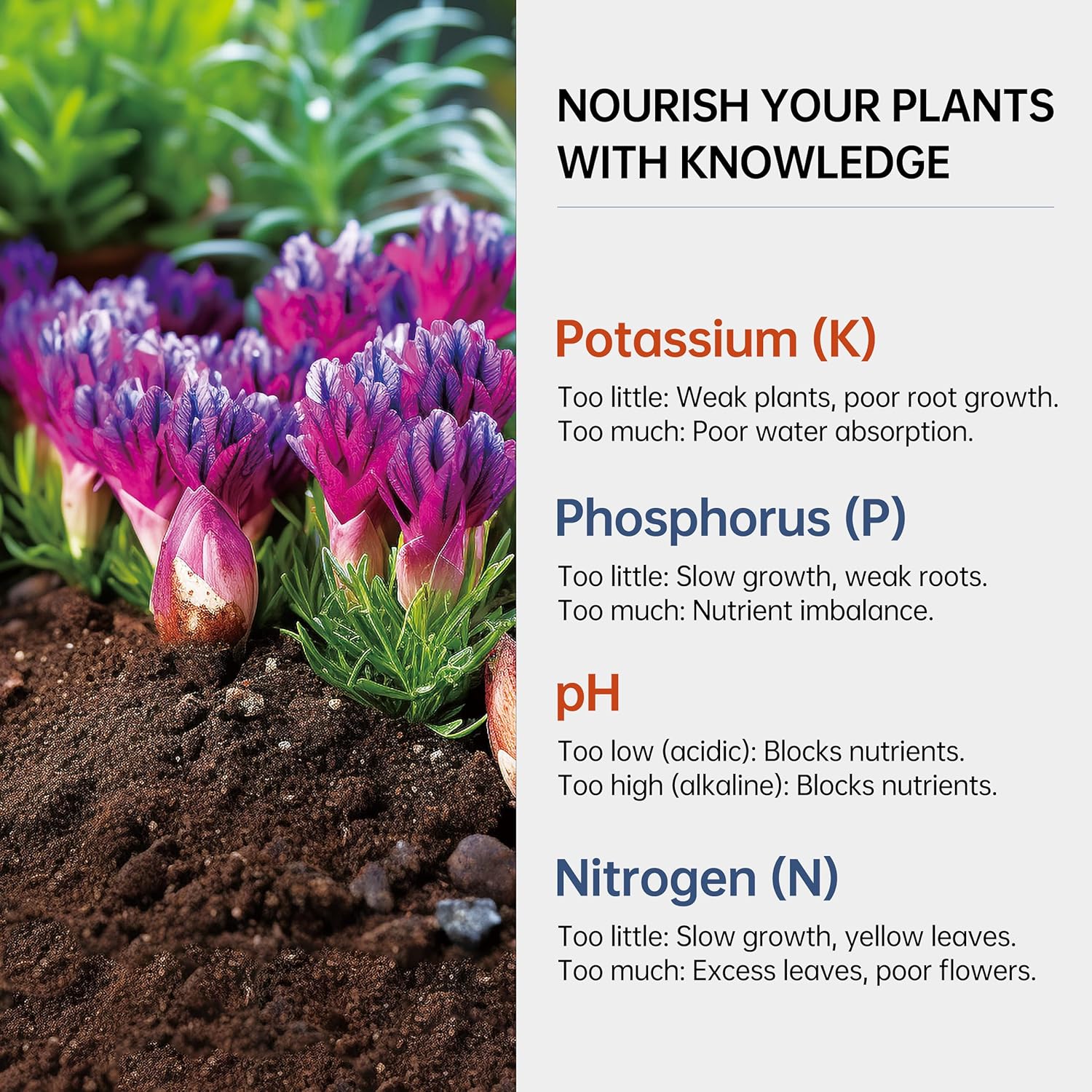 Soil Test Kit 4-in-1 Soil Testing Kit- 40 Tests Gardening for pH Nitrogen Phosphorus & Potassium for Vegetables Garden Nutrients( J04-40，statting from 1000 strips for 10 bottles)