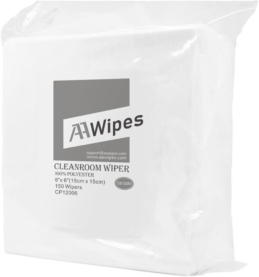 Cleanroom Wipes High-Density Polyester 4" x 4" Multipurpose Cloth for Automotive, and Laboratory: Ideal for Precision Instruments and Sensitive Components. 8,000 wipes/box, 20 bags (No. CP12004).