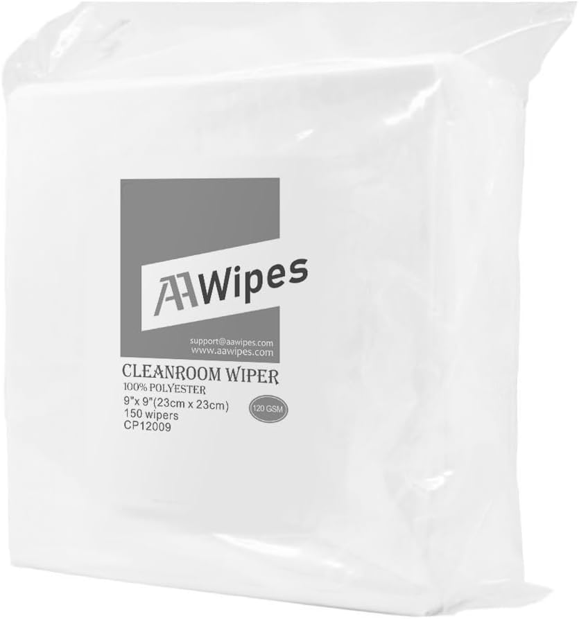 Cleanroom Wipes  9"x9" Double Knit Polyester Wipers ISO 4-5, Class 10-100 (No. CP12009,  2,400 Wipes/16 Bags/Case)