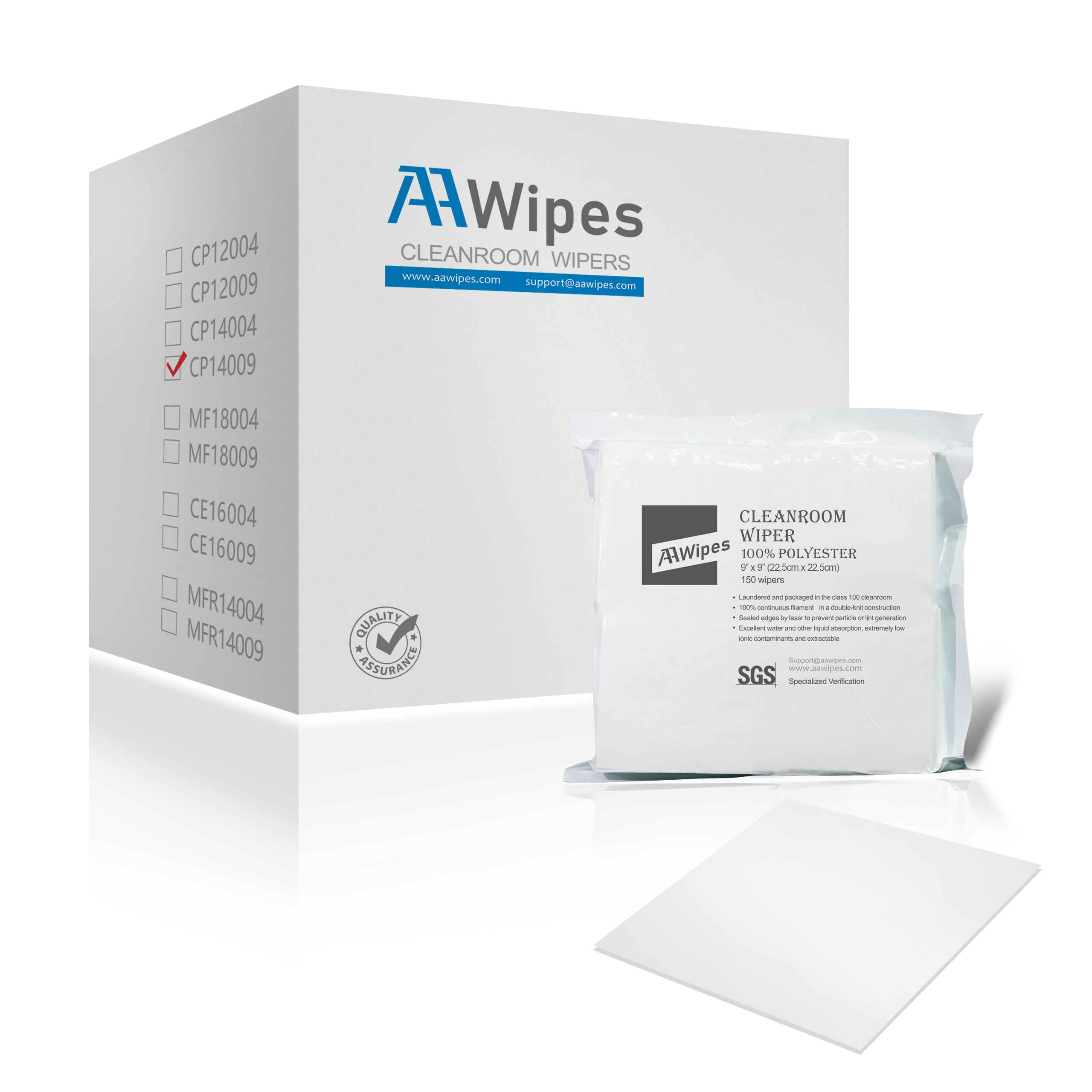 Cleanroom Wipers 9"x9" 100% Polyester Double Knit with Ultra-Fine Filaments for Aerospace and Aviation, Laser Sealed Edge, ISO 4-5, Class 10-100 Cloths, Ultra-Soft Wipes(No. CP14009-140 Bags/10 Boxes for Mac)