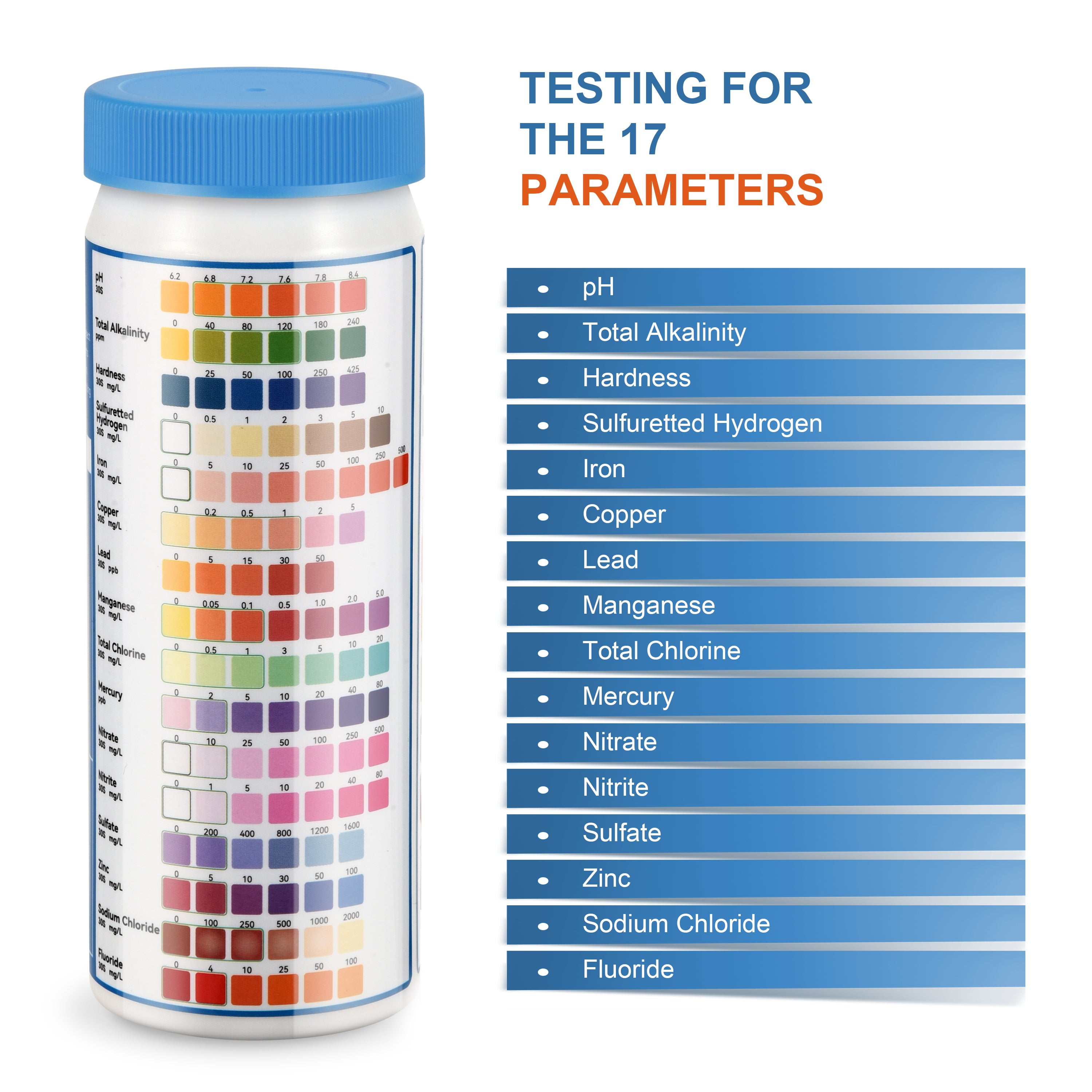 Complete Water Testing Kits for Drinking Water 100 Strips + 2 Bacteria Tester Kits 17 in 1 Well, Tap, Drinkling Water, City Water Testing Strips (K03-1000)