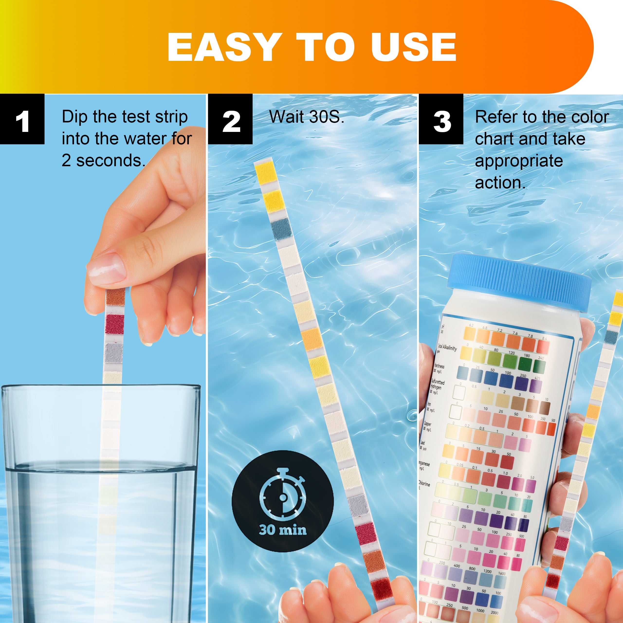 Complete Water Testing Kits for Drinking Water 100 Strips + 2 Bacteria Tester Kits 17 in 1 Well, Tap, Drinkling Water, City Water Testing Strips (K03-1000)