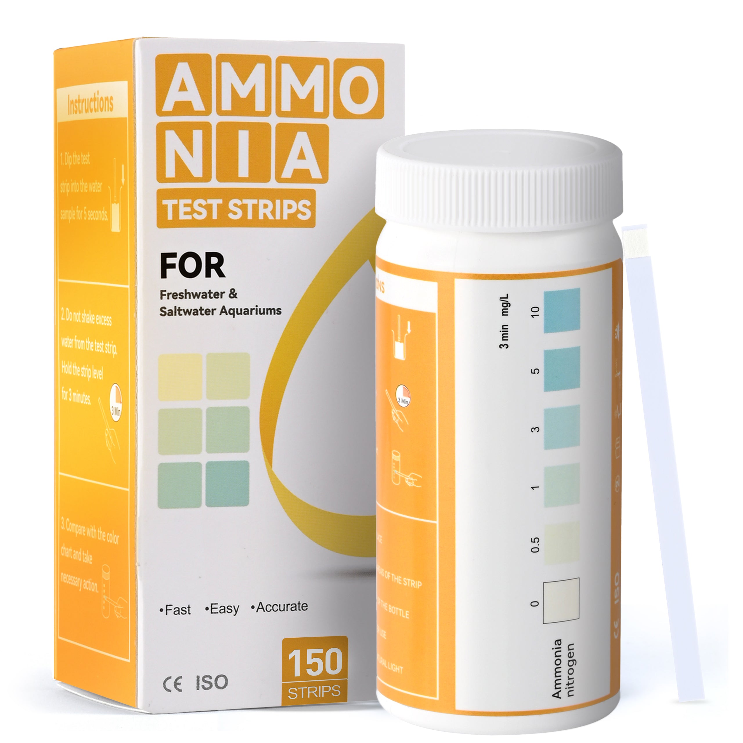 AAwipes Ammonia Test Strips for Fish Tank Aquarium Test Strips Aquarium Water Test Kit Freshwater Fish Tank (K06-1500)